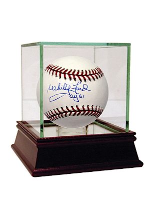 Whitey Ford Autographed MLB Baseball w/ "CY 61" Insc. (MLB Auth)